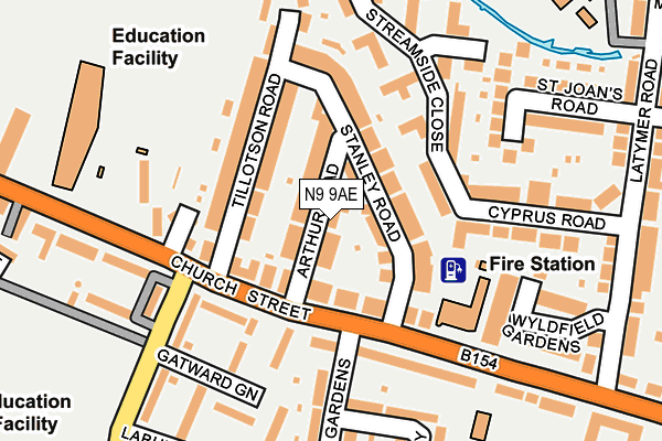N9 9AE map - OS OpenMap – Local (Ordnance Survey)