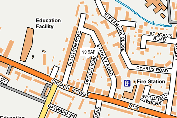 N9 9AF map - OS OpenMap – Local (Ordnance Survey)