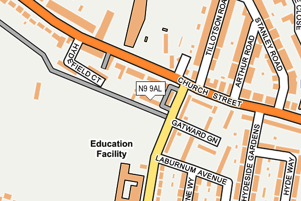 N9 9AL map - OS OpenMap – Local (Ordnance Survey)