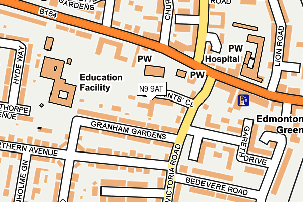 N9 9AT map - OS OpenMap – Local (Ordnance Survey)