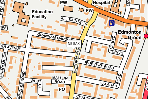 N9 9AX map - OS OpenMap – Local (Ordnance Survey)