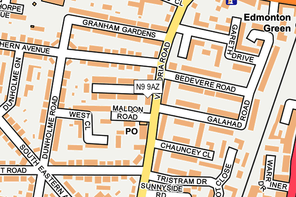 N9 9AZ map - OS OpenMap – Local (Ordnance Survey)
