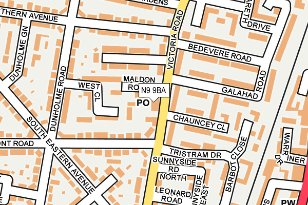 N9 9BA map - OS OpenMap – Local (Ordnance Survey)