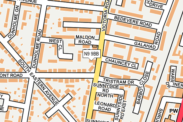 N9 9BB map - OS OpenMap – Local (Ordnance Survey)