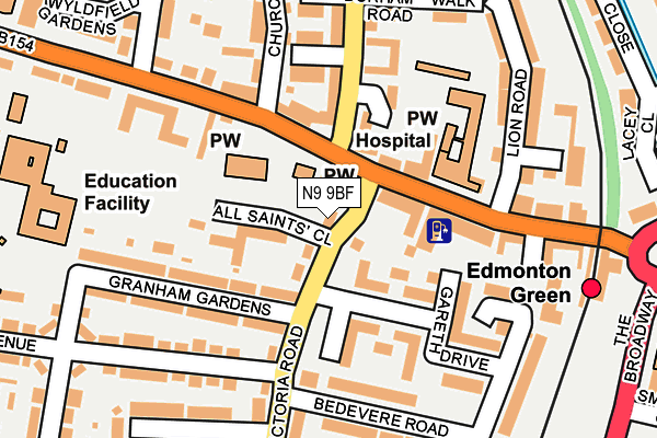 N9 9BF map - OS OpenMap – Local (Ordnance Survey)