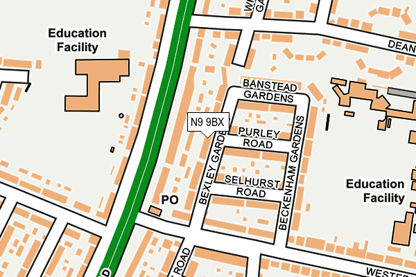 N9 9BX map - OS OpenMap – Local (Ordnance Survey)