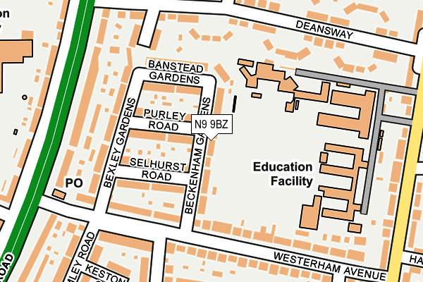 N9 9BZ map - OS OpenMap – Local (Ordnance Survey)