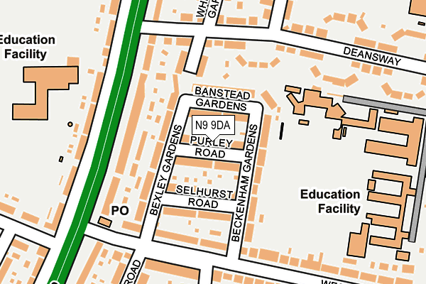 N9 9DA map - OS OpenMap – Local (Ordnance Survey)