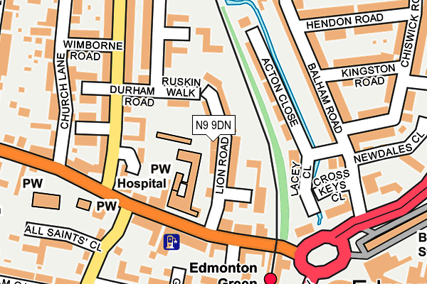 N9 9DN map - OS OpenMap – Local (Ordnance Survey)