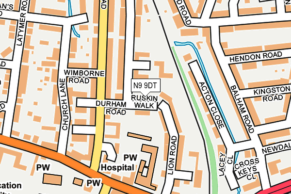 N9 9DT map - OS OpenMap – Local (Ordnance Survey)