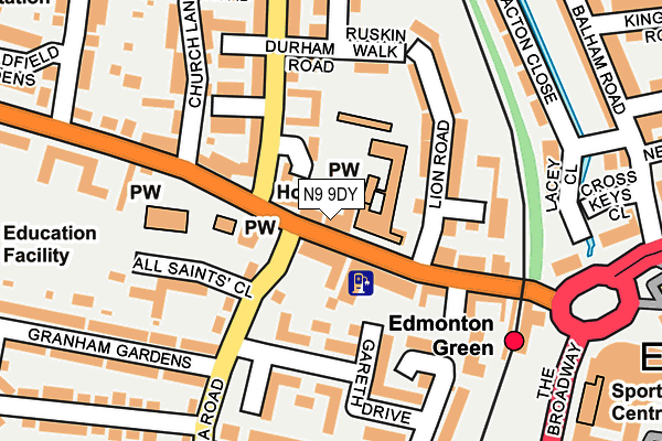 N9 9DY map - OS OpenMap – Local (Ordnance Survey)