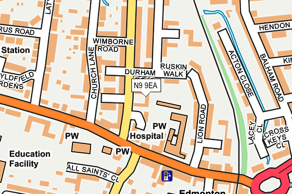 N9 9EA map - OS OpenMap – Local (Ordnance Survey)