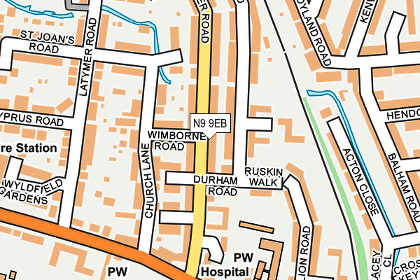 N9 9EB map - OS OpenMap – Local (Ordnance Survey)