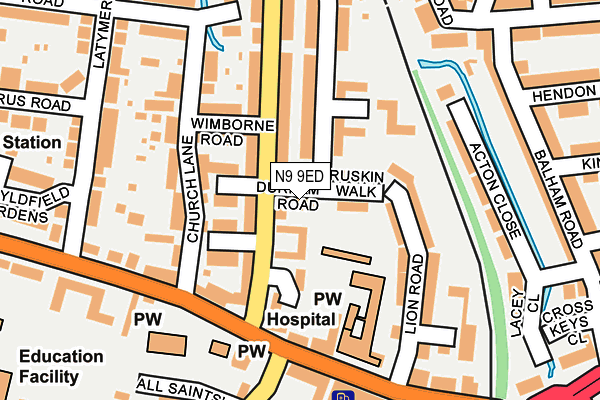 N9 9ED map - OS OpenMap – Local (Ordnance Survey)