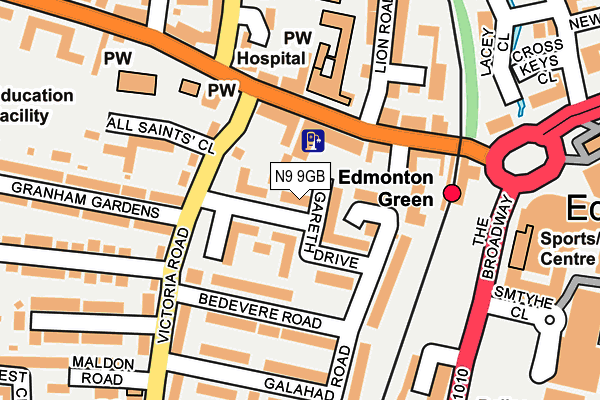 N9 9GB map - OS OpenMap – Local (Ordnance Survey)