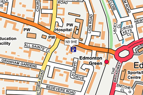 N9 9HE map - OS OpenMap – Local (Ordnance Survey)