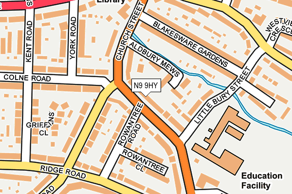 N9 9HY map - OS OpenMap – Local (Ordnance Survey)