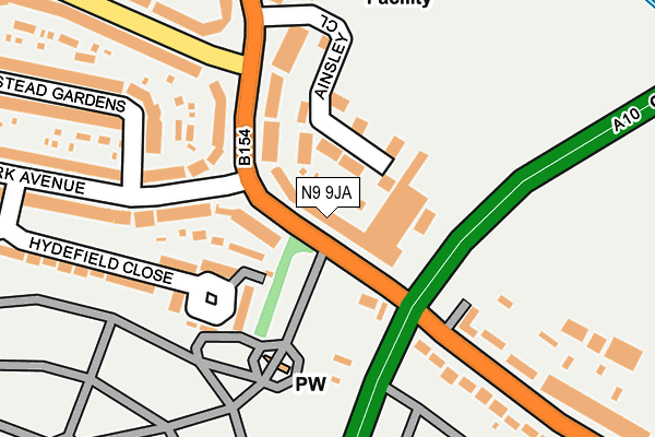 N9 9JA map - OS OpenMap – Local (Ordnance Survey)