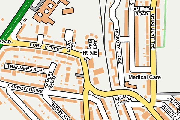 N9 9JE map - OS OpenMap – Local (Ordnance Survey)