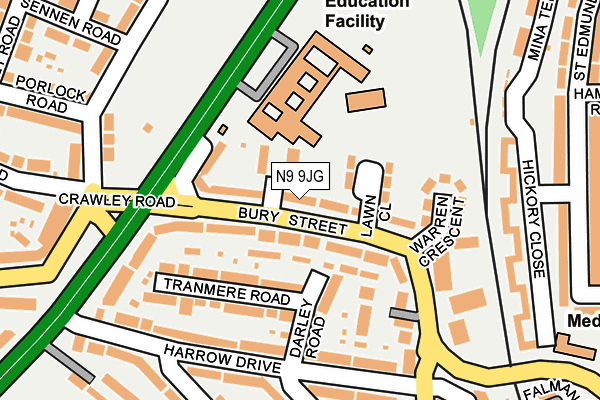 N9 9JG map - OS OpenMap – Local (Ordnance Survey)