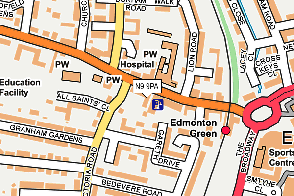 N9 9PA map - OS OpenMap – Local (Ordnance Survey)