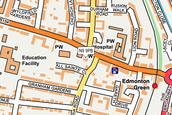 N9 9PB map - OS OpenMap – Local (Ordnance Survey)