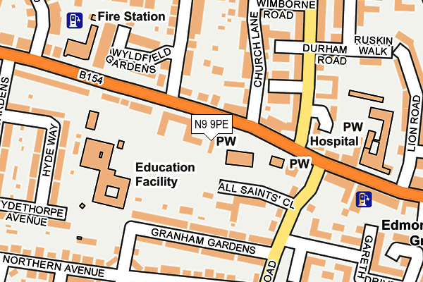 N9 9PE map - OS OpenMap – Local (Ordnance Survey)