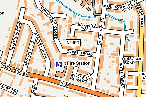 N9 9PG map - OS OpenMap – Local (Ordnance Survey)