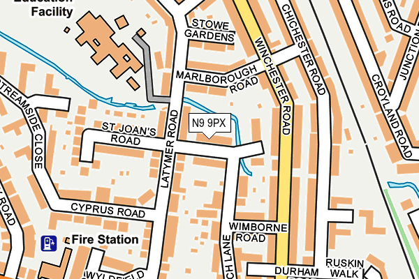 N9 9PX map - OS OpenMap – Local (Ordnance Survey)