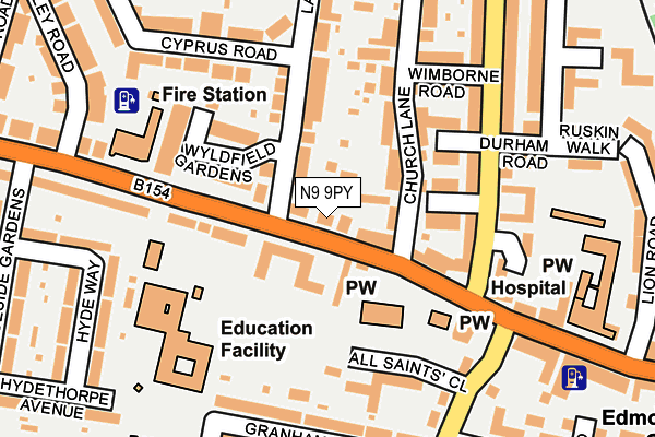 N9 9PY map - OS OpenMap – Local (Ordnance Survey)