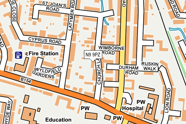 N9 9PZ map - OS OpenMap – Local (Ordnance Survey)