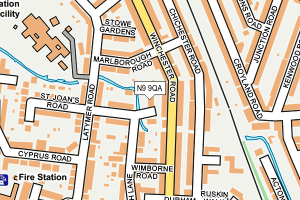 N9 9QA map - OS OpenMap – Local (Ordnance Survey)
