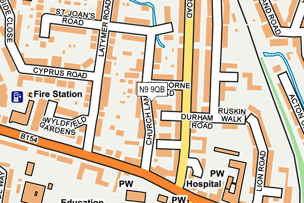 N9 9QB map - OS OpenMap – Local (Ordnance Survey)