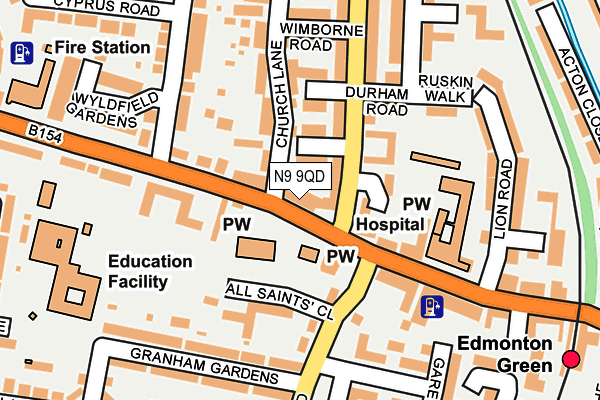 N9 9QD map - OS OpenMap – Local (Ordnance Survey)