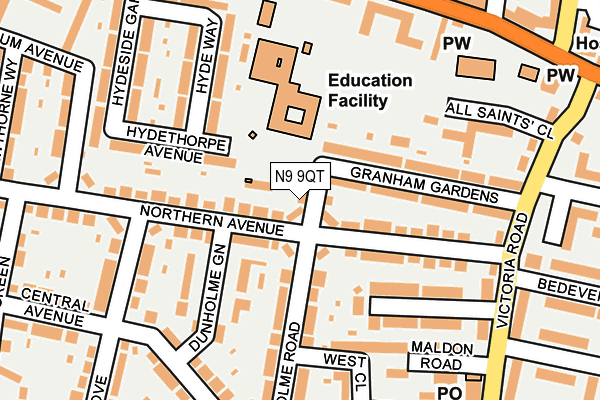 N9 9QT map - OS OpenMap – Local (Ordnance Survey)