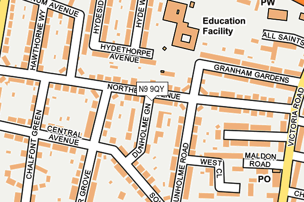 N9 9QY map - OS OpenMap – Local (Ordnance Survey)