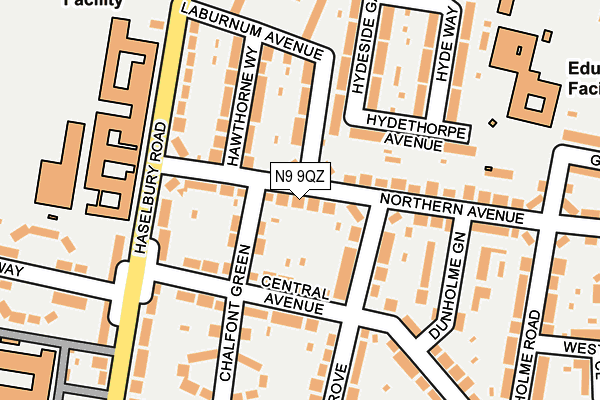 N9 9QZ map - OS OpenMap – Local (Ordnance Survey)