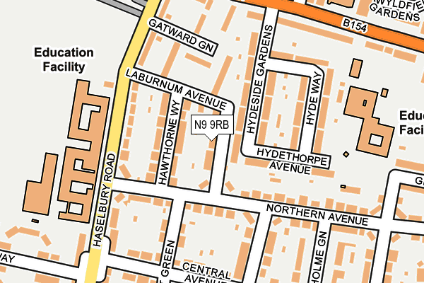 N9 9RB map - OS OpenMap – Local (Ordnance Survey)