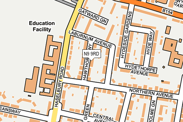 N9 9RD map - OS OpenMap – Local (Ordnance Survey)