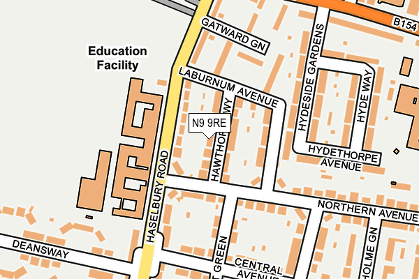 N9 9RE map - OS OpenMap – Local (Ordnance Survey)