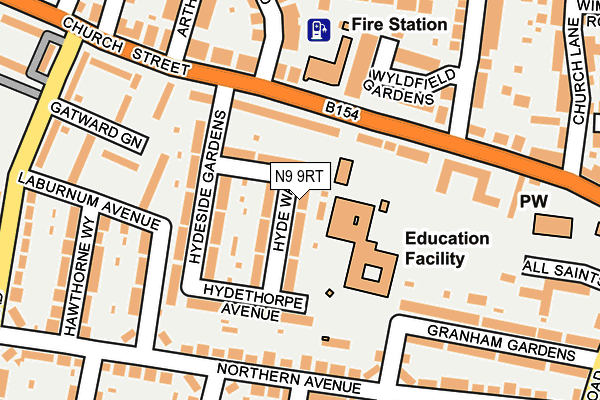 N9 9RT map - OS OpenMap – Local (Ordnance Survey)