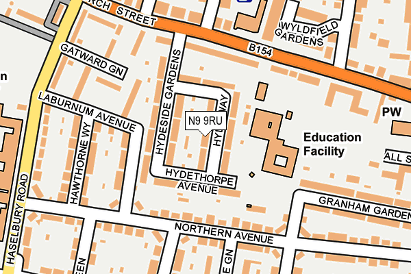 N9 9RU map - OS OpenMap – Local (Ordnance Survey)