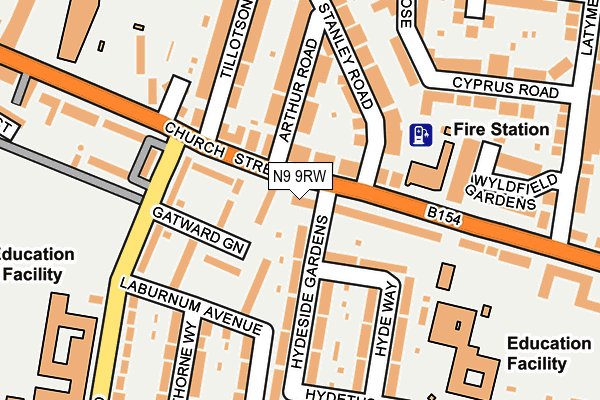 N9 9RW map - OS OpenMap – Local (Ordnance Survey)