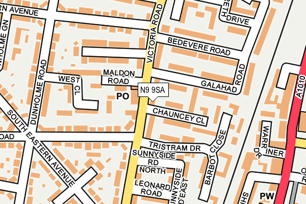 N9 9SA map - OS OpenMap – Local (Ordnance Survey)