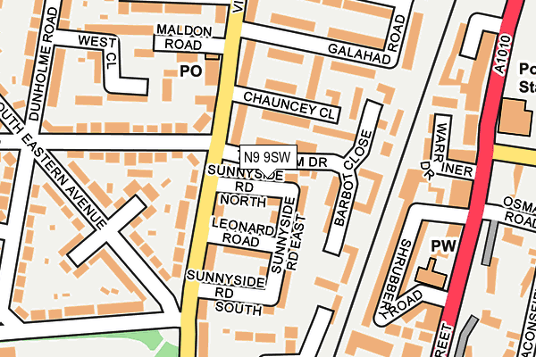 N9 9SW map - OS OpenMap – Local (Ordnance Survey)