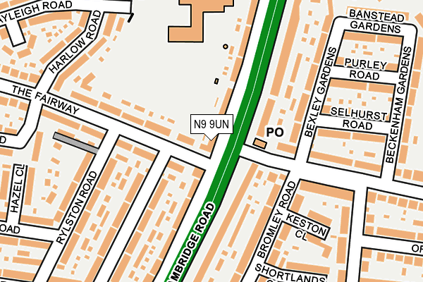 N9 9UN map - OS OpenMap – Local (Ordnance Survey)