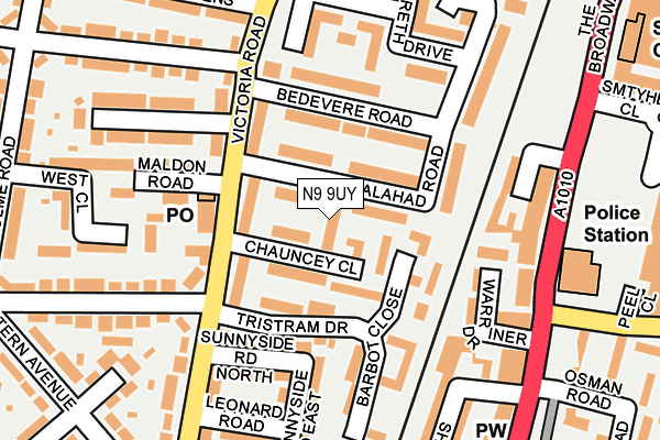 N9 9UY map - OS OpenMap – Local (Ordnance Survey)