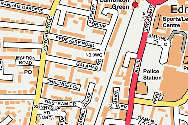 N9 9WG map - OS OpenMap – Local (Ordnance Survey)