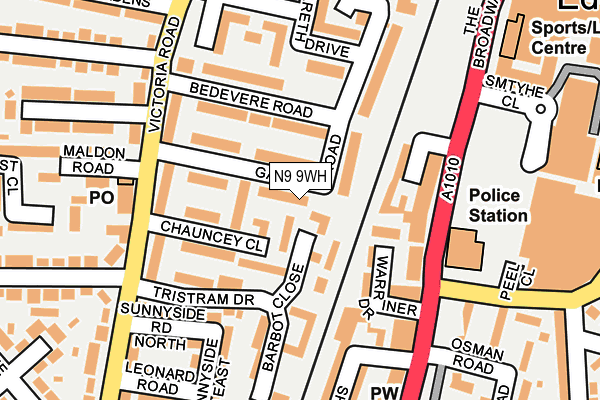 N9 9WH map - OS OpenMap – Local (Ordnance Survey)