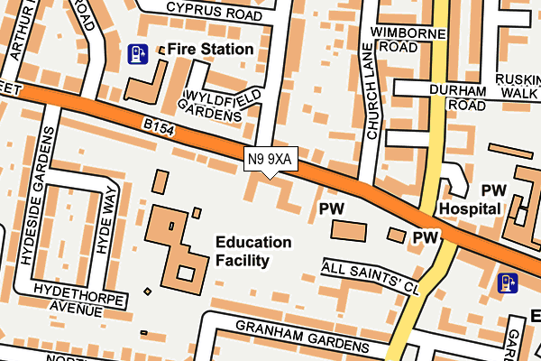 N9 9XA map - OS OpenMap – Local (Ordnance Survey)